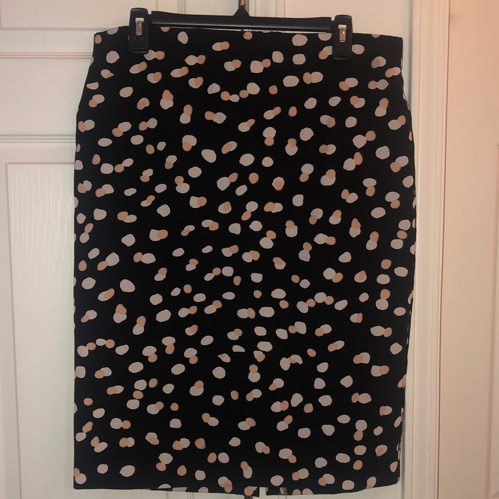 Philosophy Black Pencil Skirt with Cream Dot Print Size 12